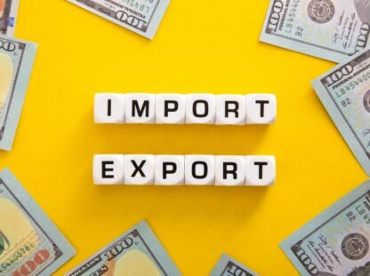 Import and export word on yellow background Import and export word on yellow background